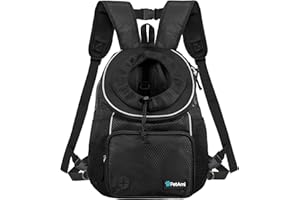 PetAmi Adjustable Dog & Cat Chest Carrier Backpack, Ventilated for Hiking, Camping & Travel, Max 10 lbs, Black