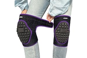 JYBTAA Gardening Knee Pads for Men Women, Soft Knee Cushion with Straps for Scrubbing Floors, Safety Kneeling Pads for Roofing Housekeeping Working, Flooring Knee Pad for Kneeling Crawling, Purple L (1 Pair)