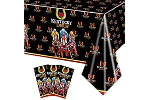 Rejoice Bunny 3PCS Kentucky Derby Party Tablecloths Run for The Roses Decorations Derby Day Horse Racing Disposable Plastic Table Cover Party Supplies -54x108IN