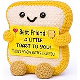 IDEGIFT Best Friend Galentines Gifts, Valentines Day Bestie BFF Gifts for Women, Friend Bestie BFF Birthday Gift, Mothers Day Friendship Gift for Her, Funny Handmade Crochet Toast Present