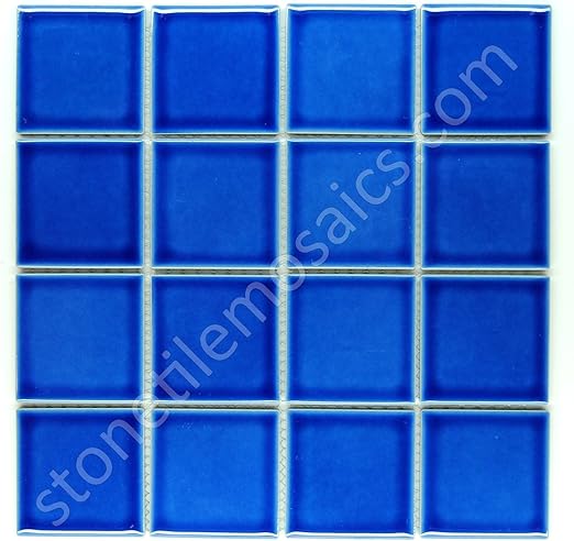 Amazon Com Vogue Square Tile Ocean Blue Porcelain Mosaic Glossy