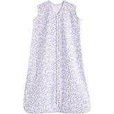 HALO SleepSack, 100% Cotton Wearable Blanket, Swaddle Transition Sleeping Bag, TOG 0.5, Aster Flowers-purple, Medium, 6-12 Months