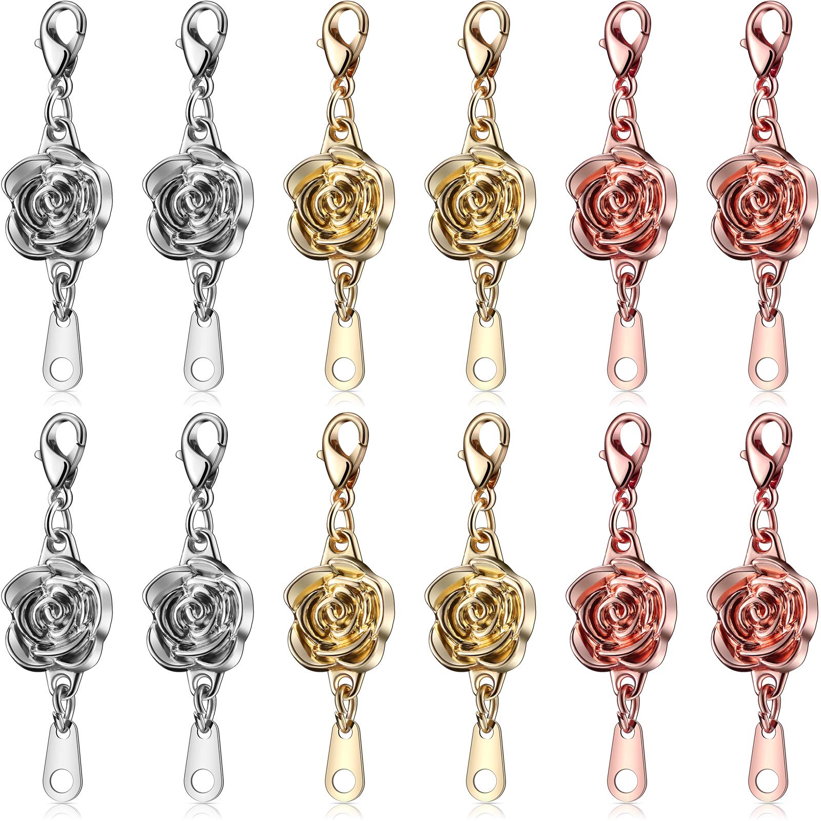 Photo 1 of 12 Pieces Magnetic Jewelry Clasps Rose Magnetic Clasps Extender Lobster Clasp Closures Jewelry Clasp for Necklaces Bracelets Jewelry Making