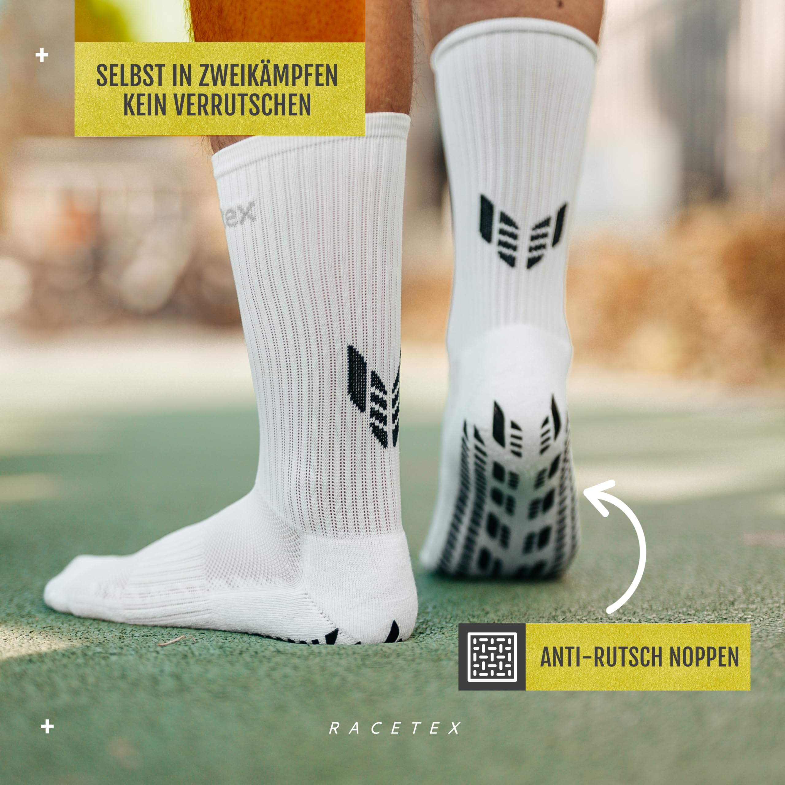 Racetex Football Socks weiß [3er-PACK] - Atmungsaktive Grip Socken Fussball - Fußball Socken Männer und Damen - Rutschfeste und schweißabweisend Fußballsocken Herren für einen optimalen Komfort 4