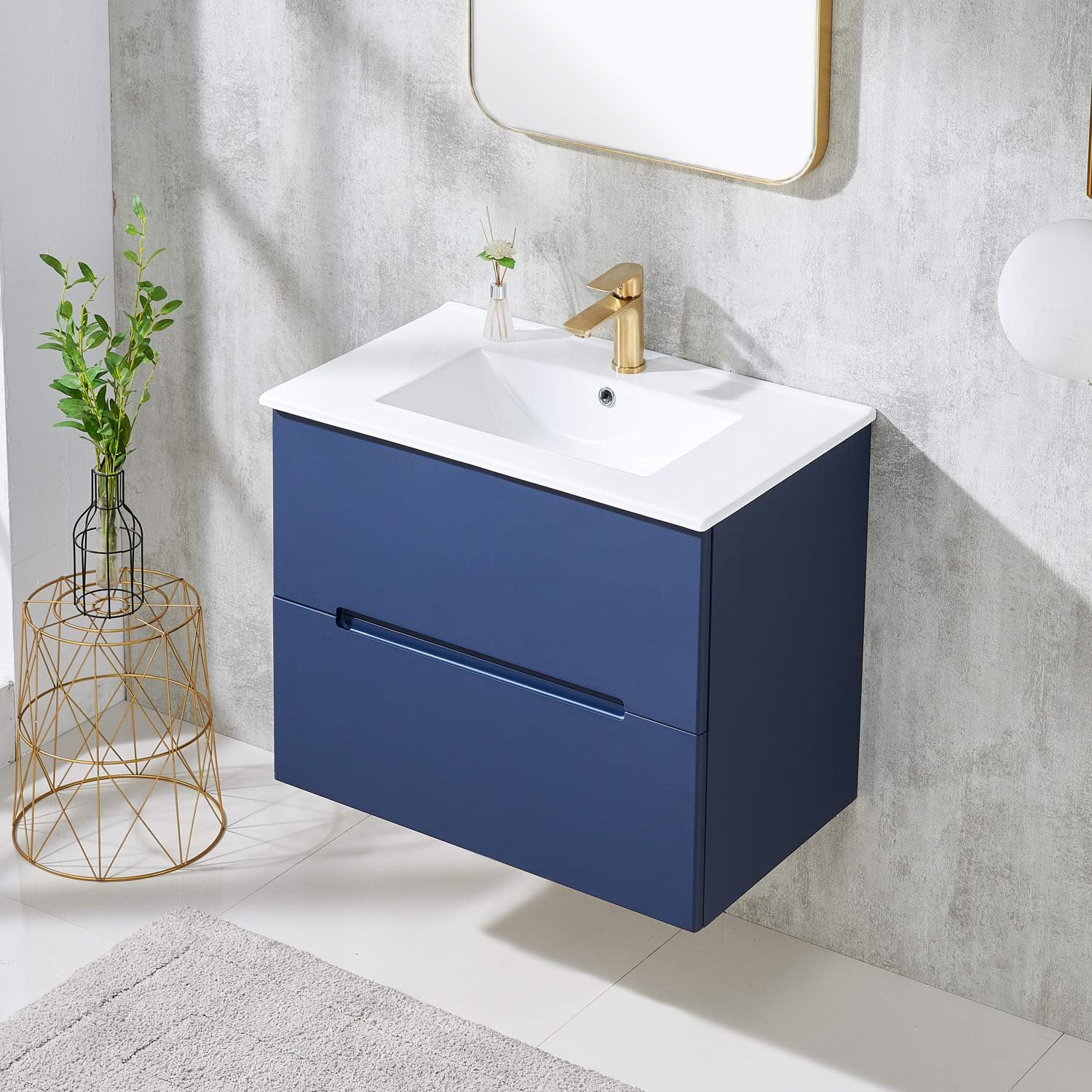 Modern 29 Blue Wall Mounted Bathroom Vanity Modern 29 Blue Wall Mounted Bathroom Vanity