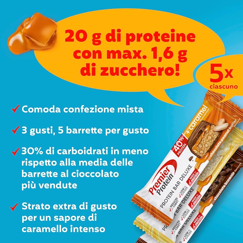 - Protein Bar Deluxe 40% - Multiflavourbox - 15x50g - Low sugar - Low Carb - palmölfrei