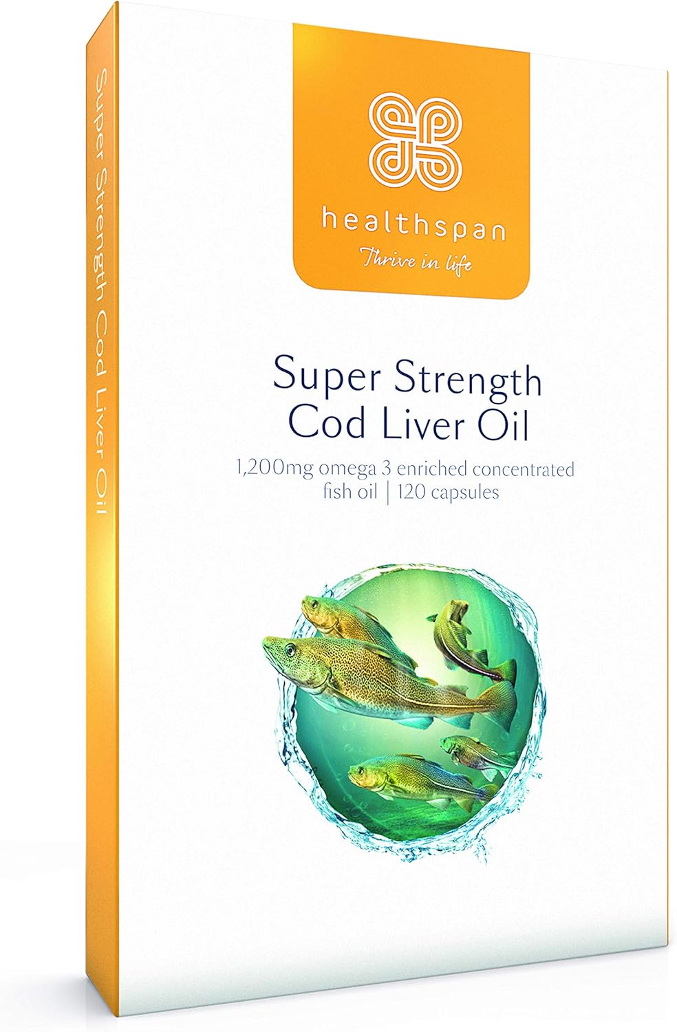 Healthspan Super Strength Cod Liver Oil 1,200mg (120 Capsules), 120 count (Pack of 1)