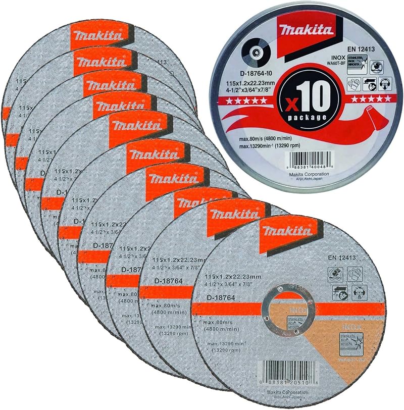 Makita D-18764-10 Thin Cut Off Wheels 115mm Pack of 10 WA60T