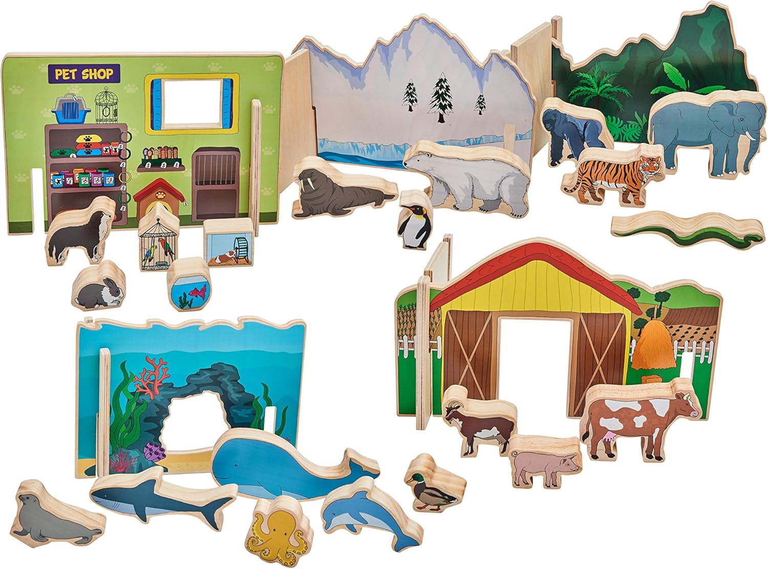 Wooden Animals in their Habitat Amazon.co.uk Toys & Games