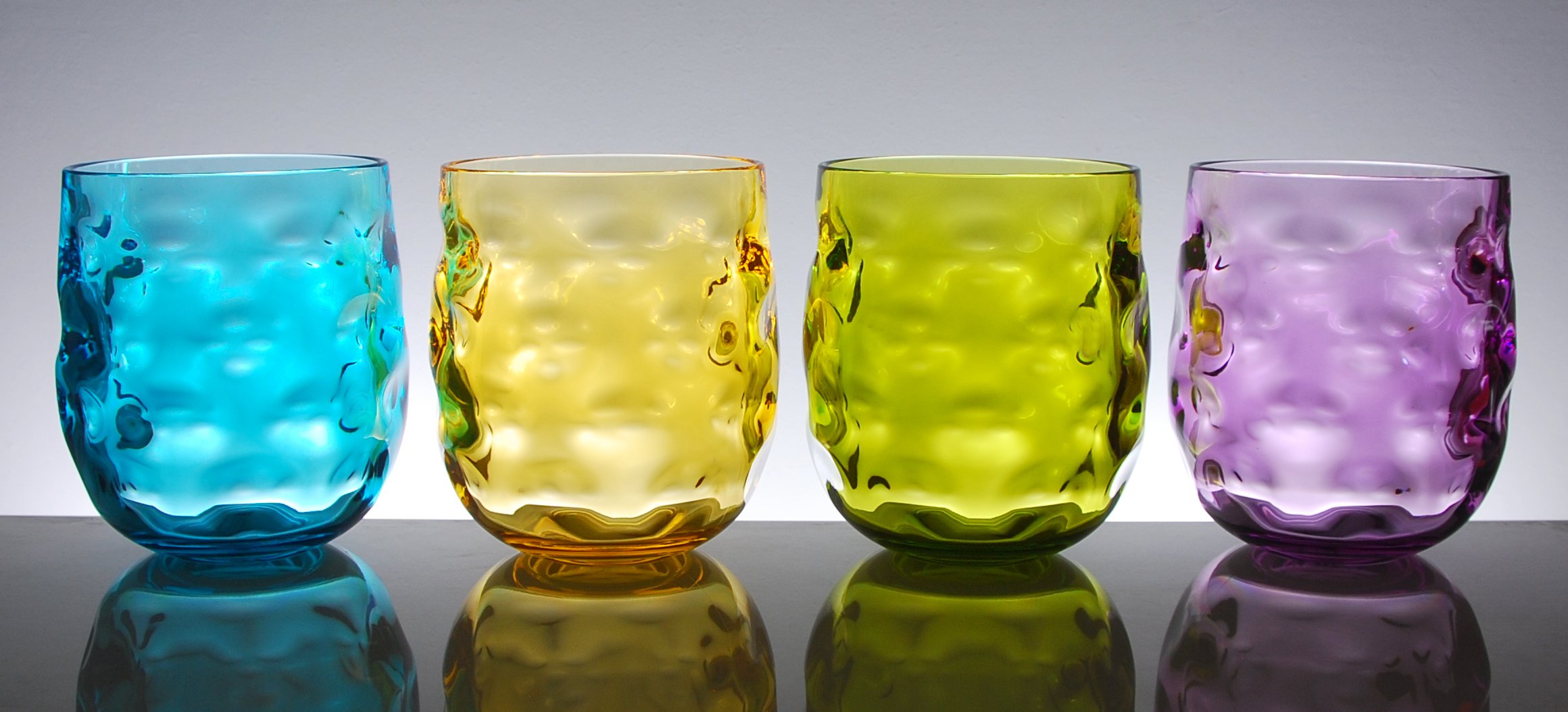 QGClearColorfulAcrylicPlastic14ozWineGlassRockTumblerSetof