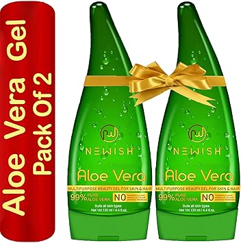 Newish Pure Aloe Vera Gel Combo for Face, Skin & Hair Set of 2 (130 ml Each)
