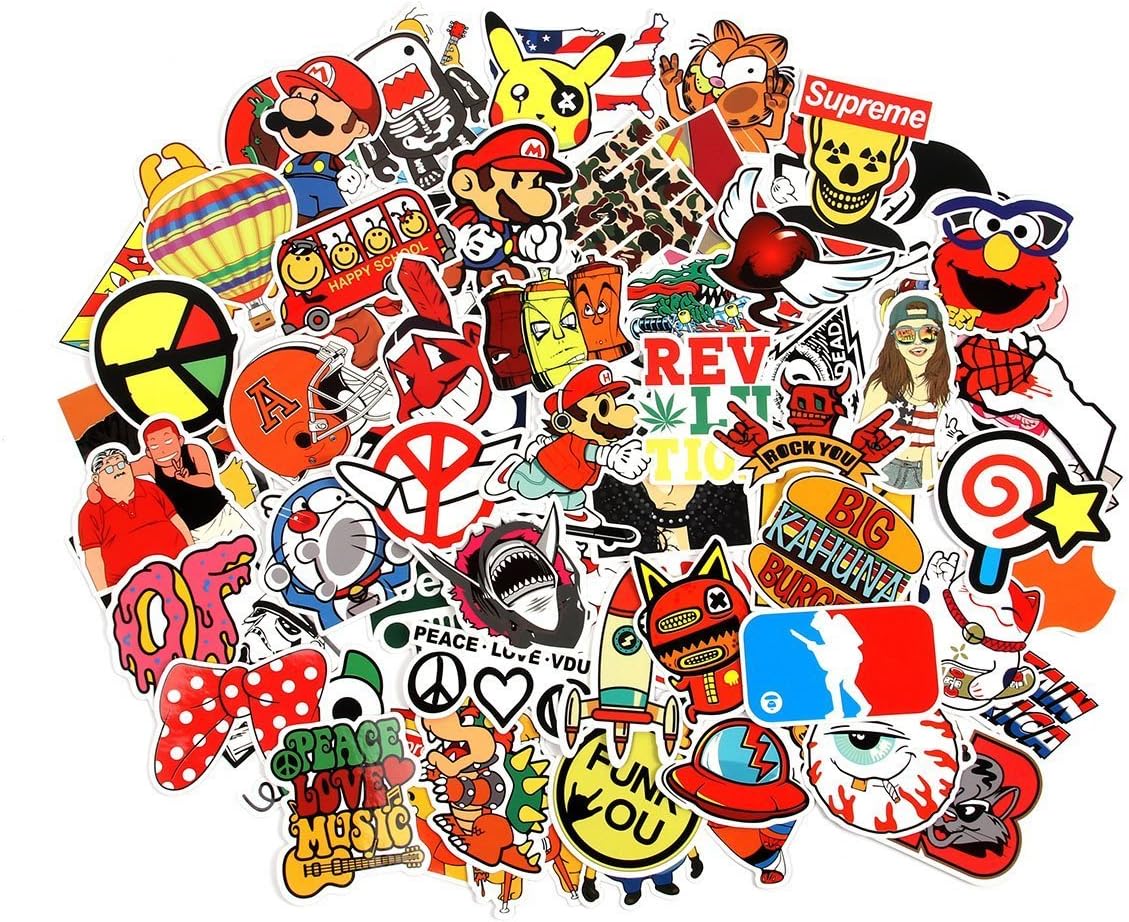 Stickers [100 pcs], Encora Laptop Stickers Car Motorcycle Bicycle Luggage Decal Graffiti Patches Skateboard Stickers for Laptop - No-Duplicate Sticker Pack(Type E)
