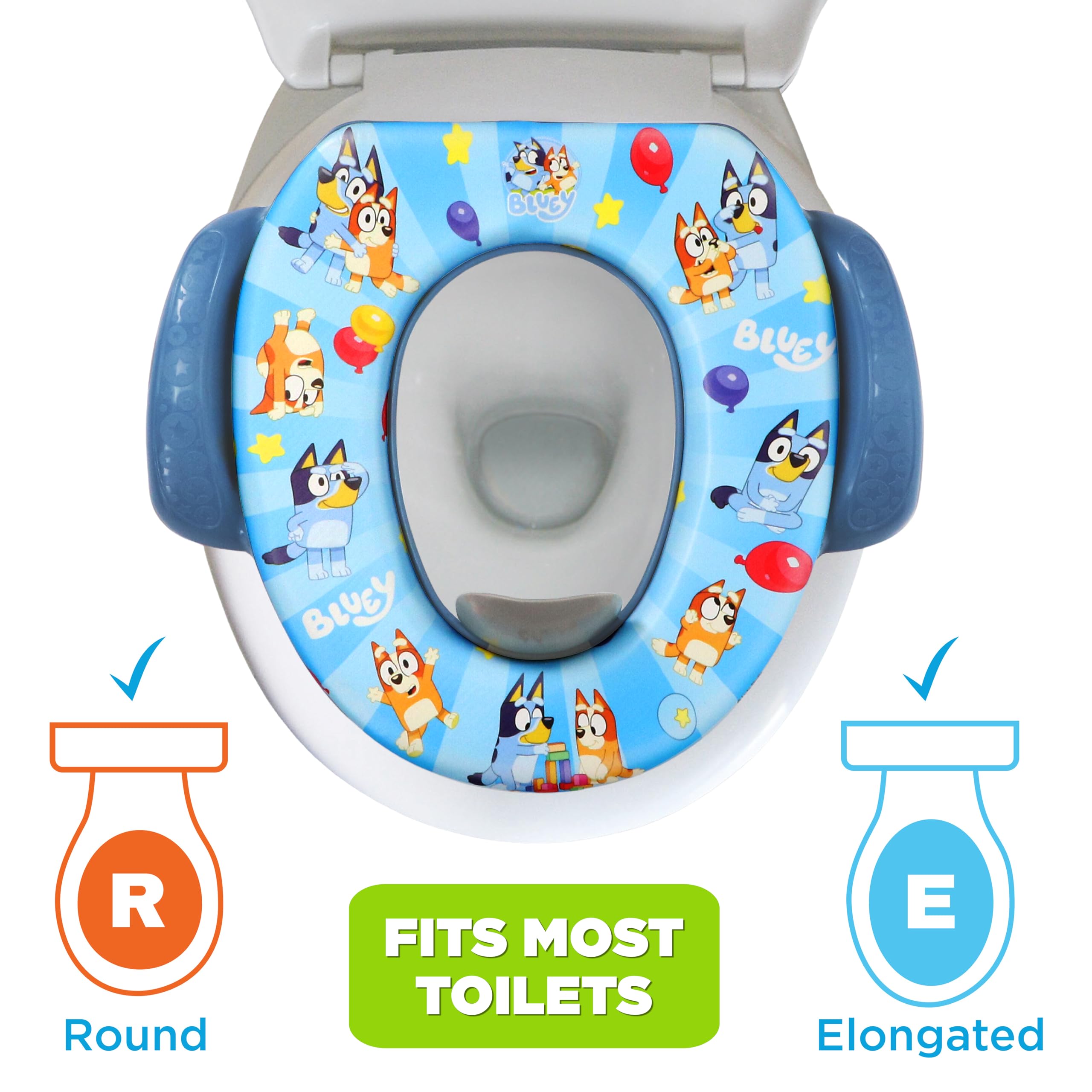 Bluey Potty Training Set, 2 pieces combine soft potty seat and a non-slip step stool, for toddlers and kids, potty training with fun Bluey characters.