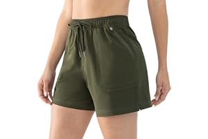 Cosmolle Women's 5" Hiking Cargo Shorts Quick Dry Athletic Shorts for Camping Travel Golf with Zipper Pockets Water Resistant