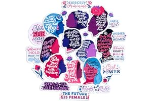 Navy Peony Notable Women Quote Stickers (26 Pieces) - Feminist, Purple-Themed, Silhouettes | Inspirational Empowerment Stickers for Laptops, Water Bottles, Gifts