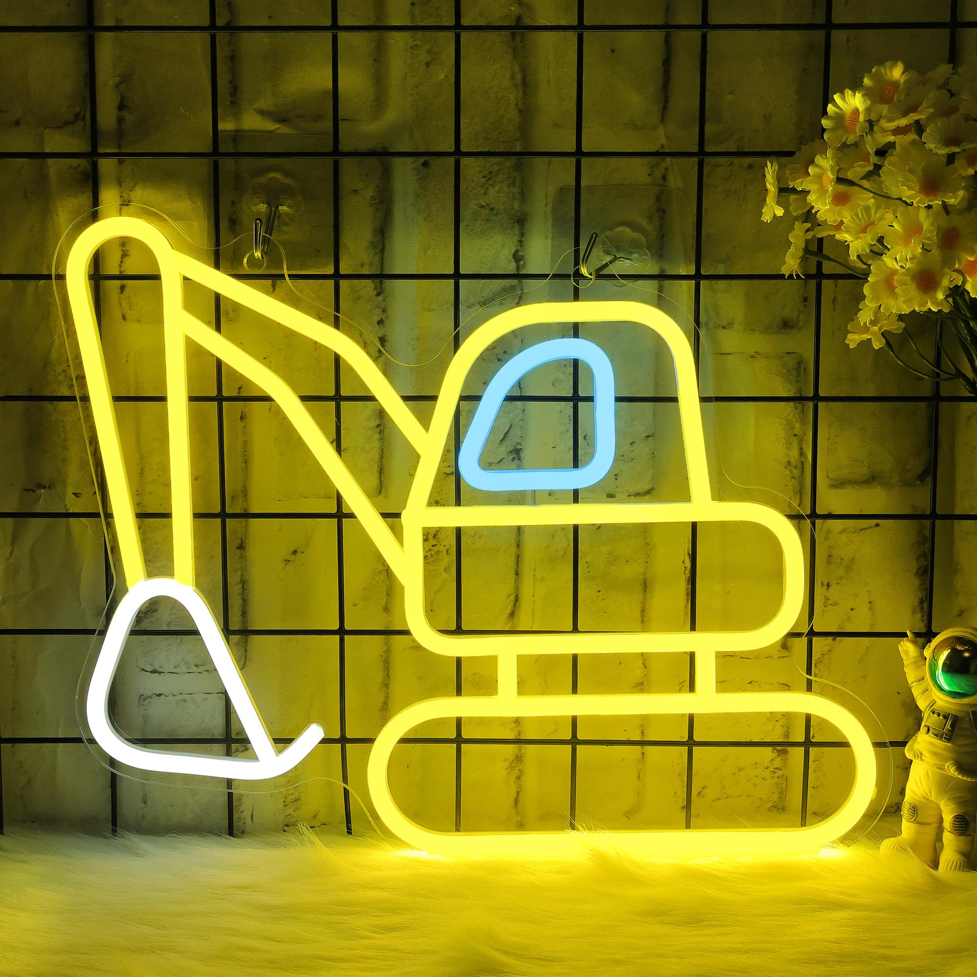 CoolGift Mart Excavator Neon Sign, Vibrant Digger LED Light Decoration, USB-Powered for Bedroom, Boys Room, Playroom, Man Cave – Gift for Kids and Teens