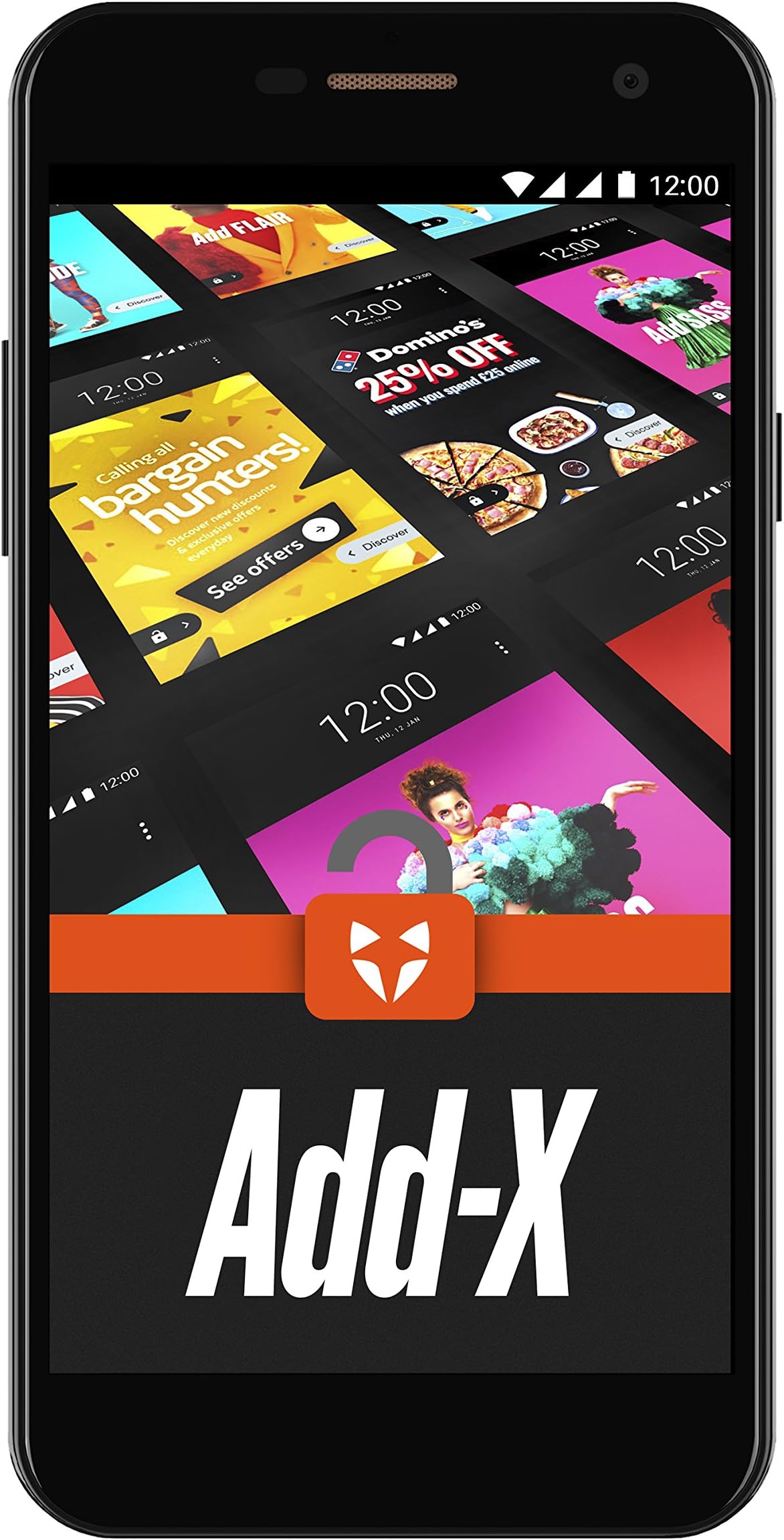 Wileyfox Spark + Add-X with Lockscreen Offers & Ads 16GB with 2GB RAM 5"" HD (Dual SIM, 4G) SIM-Free Smartphone Android Nougat 7.0 - Black