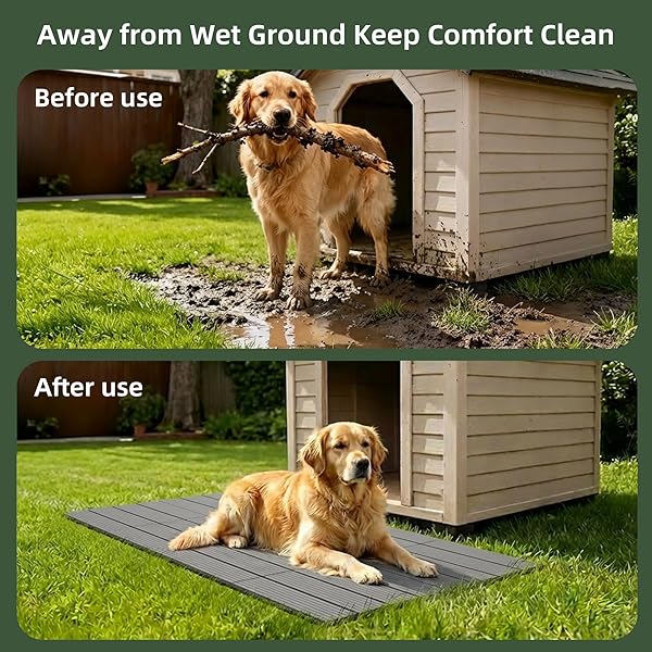SUMMERTRAIL DOG KENNEL FLOORING OUTDOOR FLOORING DECKING FOR DOG WATERPROOF DOG TRAINING PLATFORM, PORTABLE DECK FOR PET ENCLOSURES (12 X 12 INCHES, 8PCS)