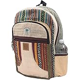 KayJayStyles Natural Handmade Large Multi Pocket Hemp Nepal Backpack