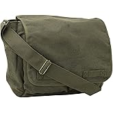 ARMYU Olive Green Original Heavyweight Cotton Canvas Classic Heavyweight Military Messenger Bag + Streamer