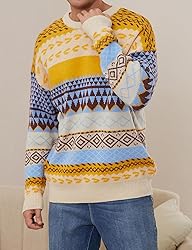 Flygo Men's Vintage Grandpa Sweater Crewneck
