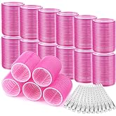 Big Self-Grip Hair Rollers with Stainless Steel Duckbill Clips for Long, Medium Hair and Volume