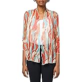 MULTIPLES womens Three Quarters Sleeves Band Collar Open Front Jacket