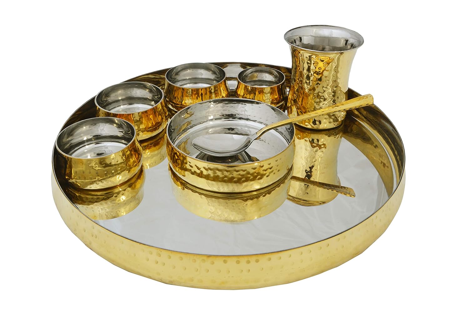 Buy Aakriti Creation Brass and Steel Traditional Dinner Thali Set8