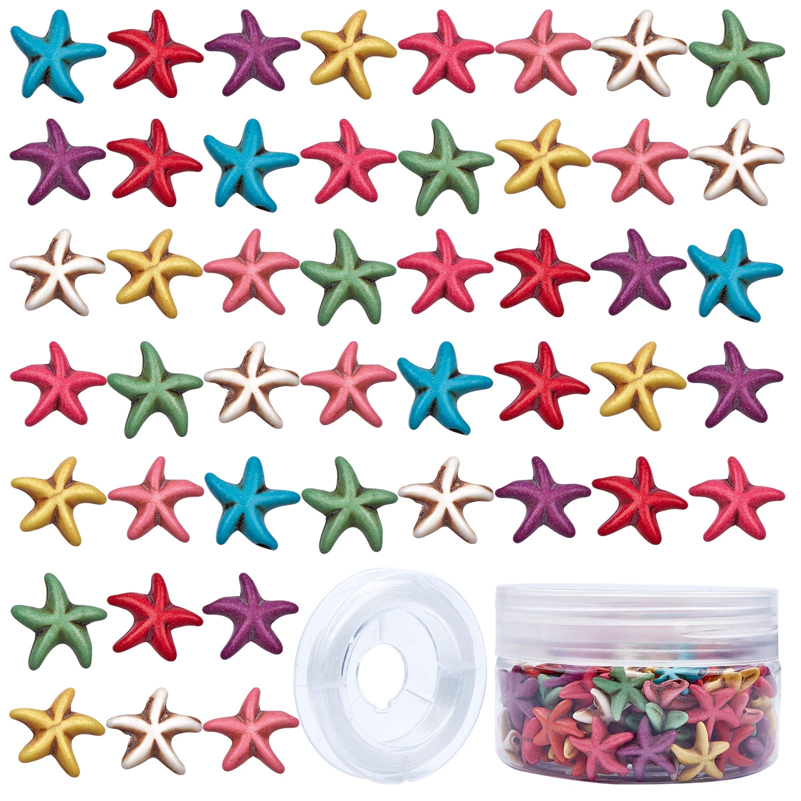 SUNNYCLUE 1 Box 160~164Pcs Turquoise Beads Starfish Bead Healing Energy Gemstone Bead Charms Loose Spacer Beads for Jewerly Making Necklaces Bracelets Earrings Charms Women DIY Craft Supplies