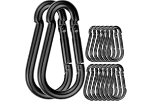 ASelected 15 Pack Spring Snap Hooks, Heavy Duty Carbon Steel Carabiner Clip, Capacity 500Lbs 5/16”x3”Quick Link Buckle Clip for Camping, Fishing, Hiking, M8 Key Chain Carabiner for Swing and Hammock