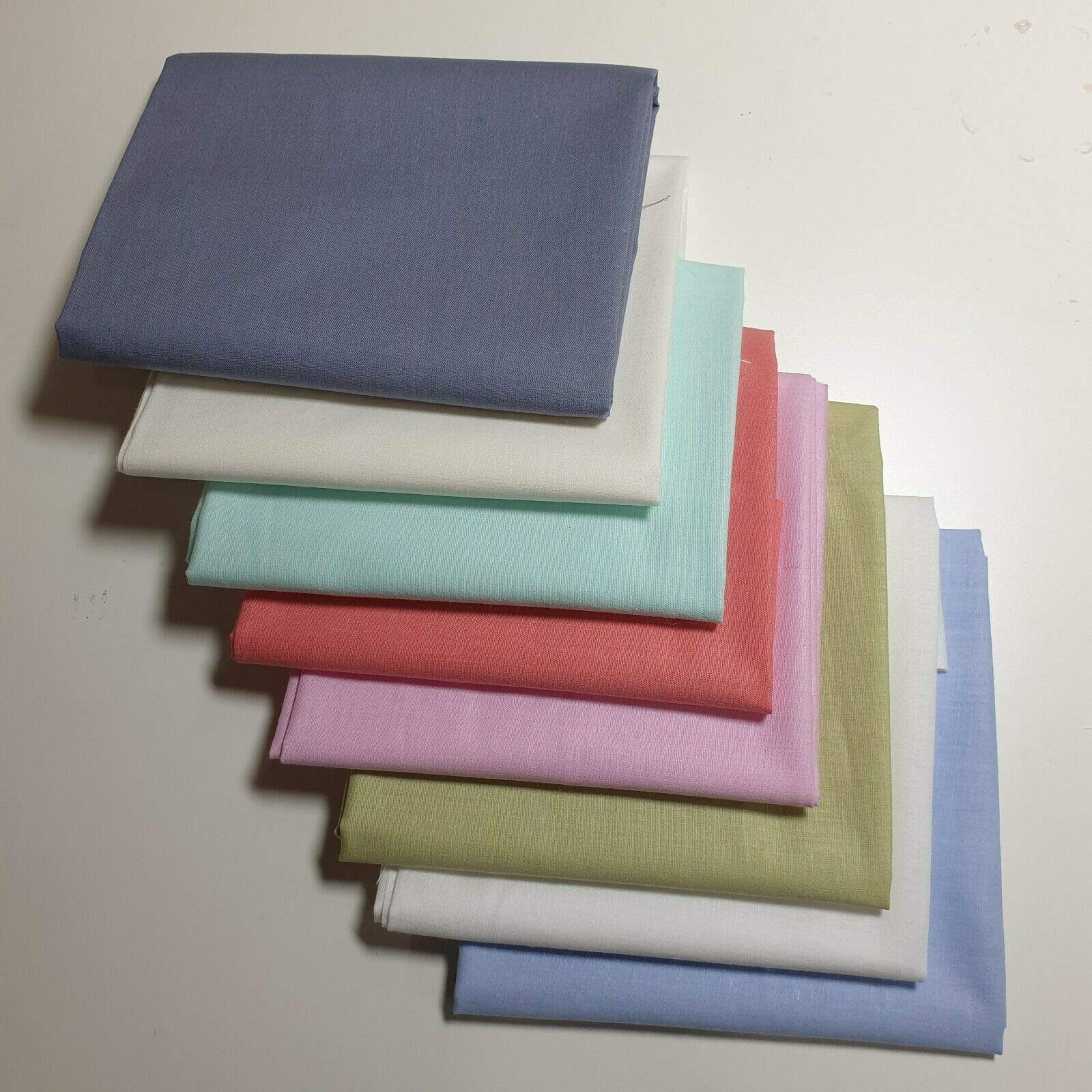 Textile Station 100% Cotton Fat Quarter Fabric Bundle of 8 50x50cm (Pastel)