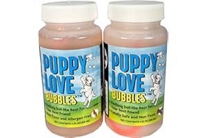 ATOMIC BUBBLES Puppy Love Bubbles, Peanut Butter & Bacon Scented Bubbles 4oz. Bottle-2 Pack Combo (1 Peanut Butter/1 Bacon) for Dogs