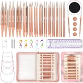 Aeelike Aluminum Interchangeable Circular Knitting Needles Set, 13 Pairs | 360&deg; Swivel Cords, 3.0&ndash;10.0 mm Size Range, 4 Cord Lengths, Laser-Engraved Markings, Zippered Organizer Case