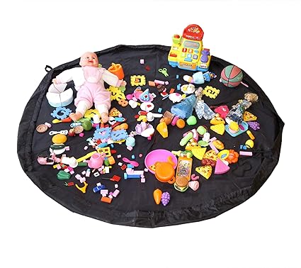 NISUN Polyester Play Bag Mat Organizer (3.1 ft, Black)