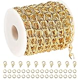 YOUBEIYEE 5 Meters Aluminum Jewelry Chain for Jewelry Making Gold Plated Chain Roll Twisted Double Link Chain Necklace Bracelet DIY for Men and Women
