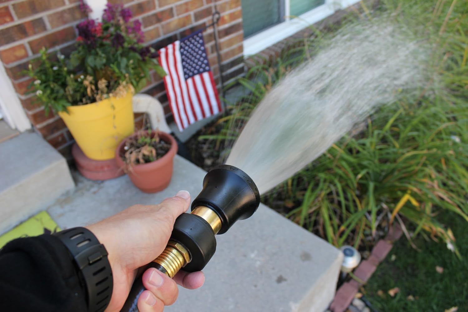 Dradco Heavy Duty Brass Fireman Style Hose Nozzle - Fits All Standard Garden Hoses - Best High Pressure Sprayer to Wash Your Car or Water Your Garden – Leak Proof - 30 Day No-Hassle Guarantee: Automotive