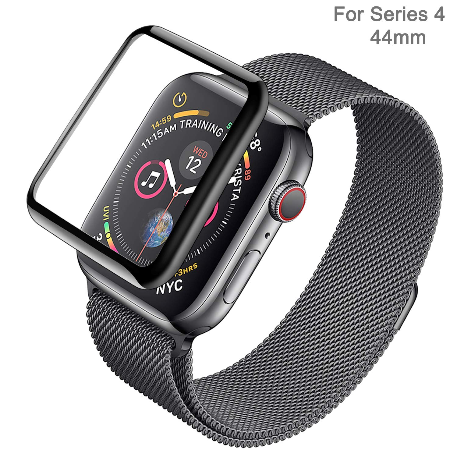Mercase Apple Watch Screen Protector Series 4 [Full Coverage Protection,ScratchProof,Anti Fingerprint,Bubble-Free,HD Clear,0.25mm Ultra-Thin] 9H Hardness iWatch 44mm Tempered Glass Screen Cover Film