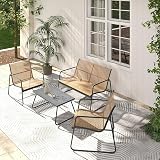 Grand patio 4-Piece Conversation Set Brown Garden Table Chairs Mesh Sling view 3