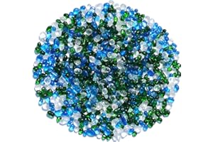 QYGL Sea Glass Stones - Green Mixed Clear Glass Pebbles Gemstones - Perfect for Aquarium Rocks, Fish Tank Gravel, Vase Fillers, DIY Crafts, and Home Decor (0.9LB/14oz)
