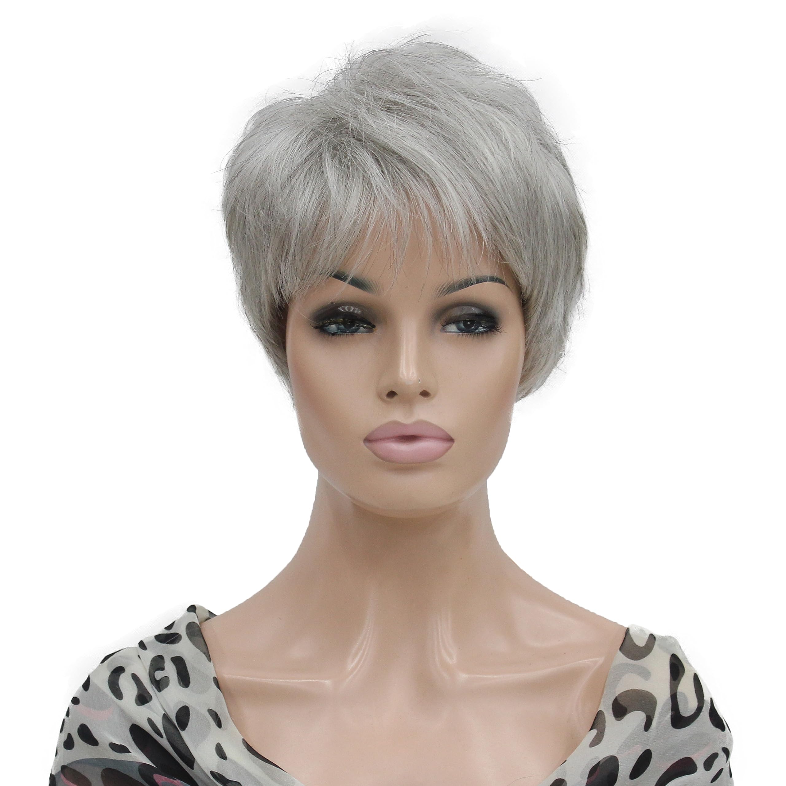 Lydell 6-8" Short Layered Shaggy Heat Resistant Synthetic Wigs 51 Silver Gray
