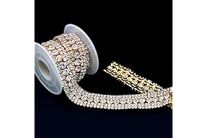 Rytenz 1 Yard Tassel Rhinestone Fringe Trim, Crystal Close Chain Applique for DIY Decoration Sewing Crafts Wedding Bridal Party Clothing Accessories