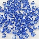 Pinhoollgo 200pcs 6mm Bicone Crystal Glass Beads Faceted Bicone Crystal Beads Bulk Glass Spacer Beads for Bracelets Necklace Pendants Earrings DIY Jewelry Craft Making(Light Blue AB)