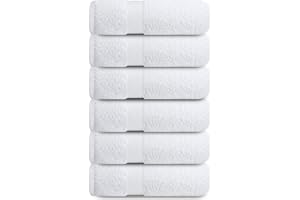 Infinitee Xclusives 100% Cotton Hand Towels for Bathroom – Ultra-Soft & Highly Absorbent, 6-Pack, Gym, Spa & Hotel |Brilliant White |