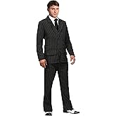 Fun Costumes Deluxe Pin Stripe Gangster Costume Suit 1920s Gangster - Medium - Black