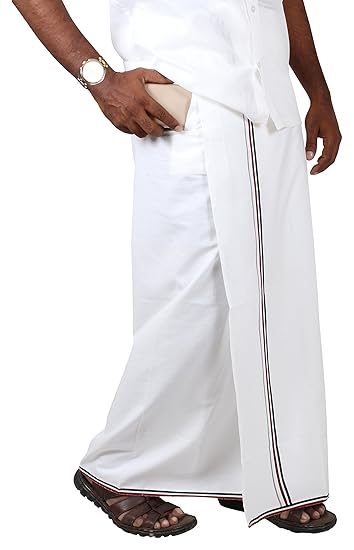 PREMIUM QUALITY(100% COTTON)ADMK PARTY MEN'S WELCRO POCKET DHOTI