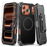 for iPhone 18 Pro Max &amp; iPhone 17 Pro Max Case with Belt Clip Holster | Compatible with Magsafe, 2X Screen Protector, 3-Layer Protection, Military Grade Shockproof, Heavy Duty Cover