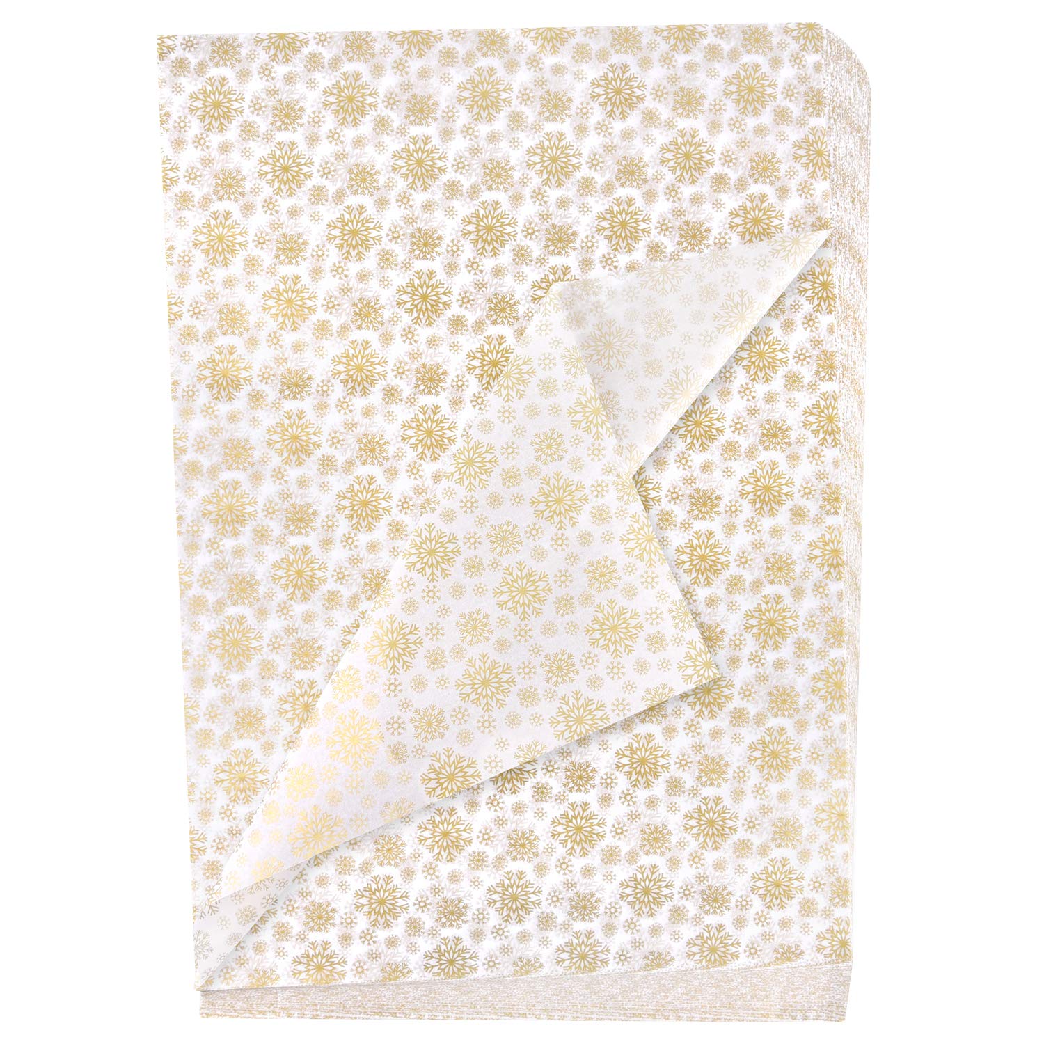 MIAHART 100 Gold Christmas Snowflake Tissue Paper Sheets 50 * 35cm Christmas Wrapping Paper for DIY and Craft Gift Bags Decorations