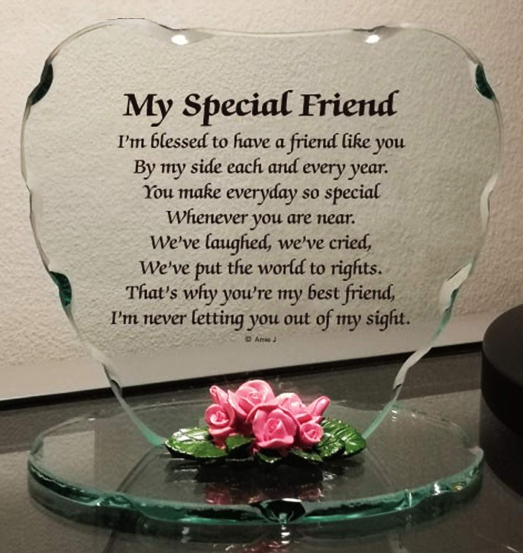 OnlineStreet Glass Plaque Gift for Friend Beautiful Poem a Lovely Plaque, Which Makes a Really Thoughtful Gift for any occasion, Birthday, Mothers day, Wedding, Christmas etc,