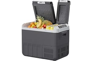 EKOJUCE 12 Volt Car Refrigerator, 37QT(35L) Electric Cooler, Dual Zone Portable Freezer with 12/24V DC & 100-240V AC, -4℉-68℉, Car Fridge for Truck Camping Travel RV Road Trips