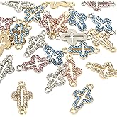 Craftdady Religious Rhinestone Connectors Cross Connector Charms Rhinestone Easter Link Charm Crystal Cross Pendants for Jewelry Making Charms Bracelets Crafts